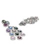 Multi Color Sapphire and Diamond Halo Chandelier Earrings
